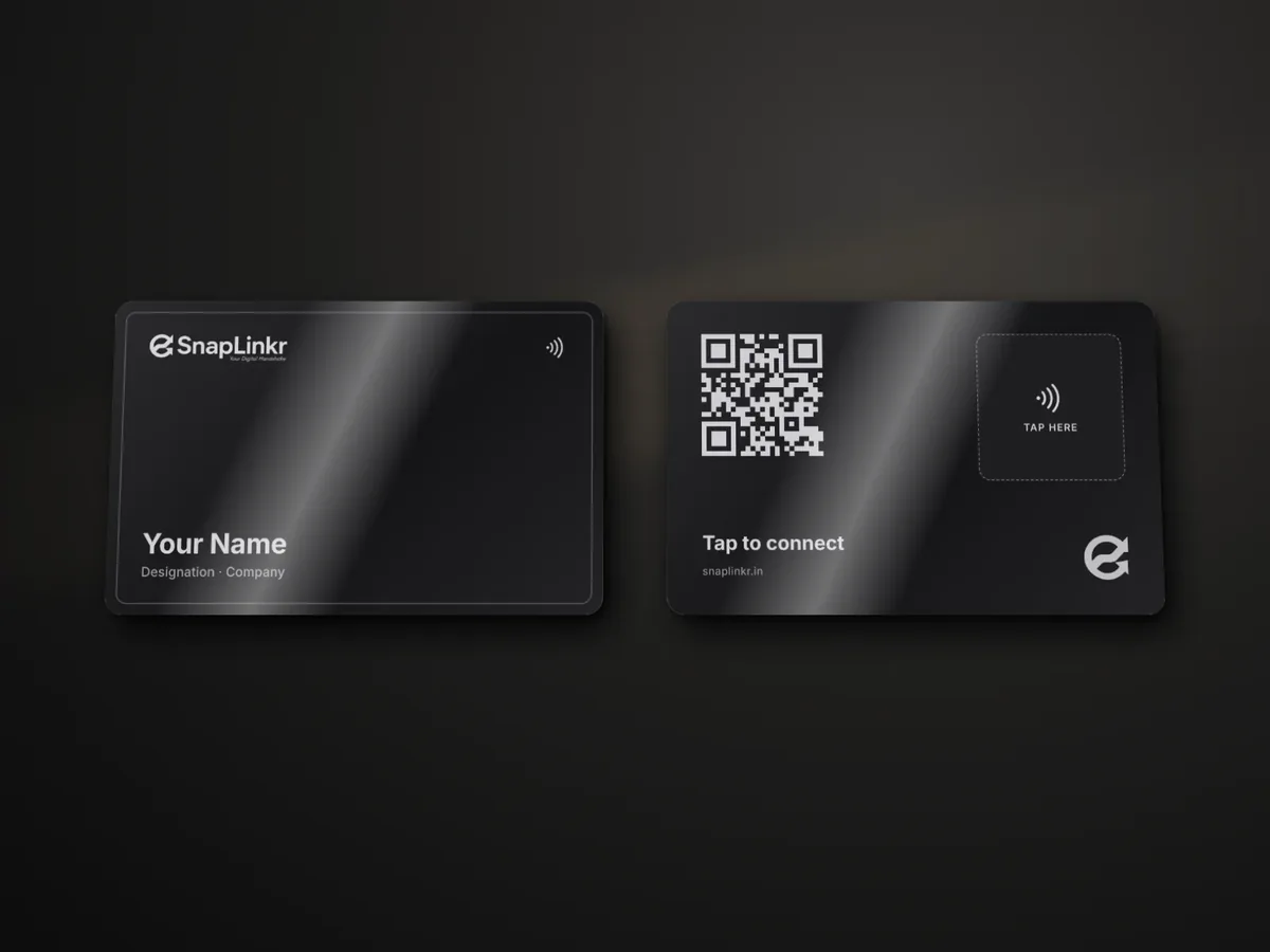 SnapLinkr Obsidian metal card, front and back